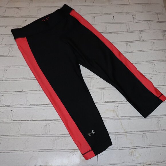 🖤💗 Under Armour Compression Capri Leggings – Size Medium Black & Neon Pink | - Picture 1 of 5